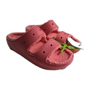Crocs Classic Cozzzy Sandal Fur Lining MEN SIZE 13 PINK COMFORT NWT